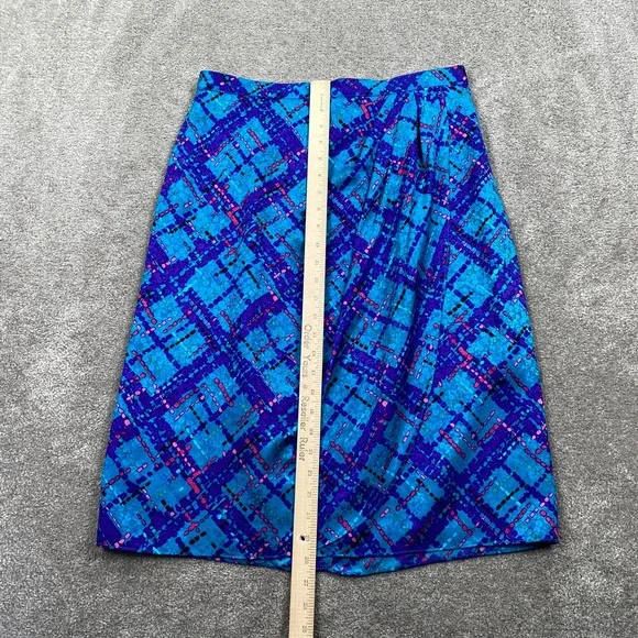 ANNE CRIMMINS for LUMI COLLECTIONS Blue Plaid Silk Skirt Suit Set Size 16 - Picture 8 of 16